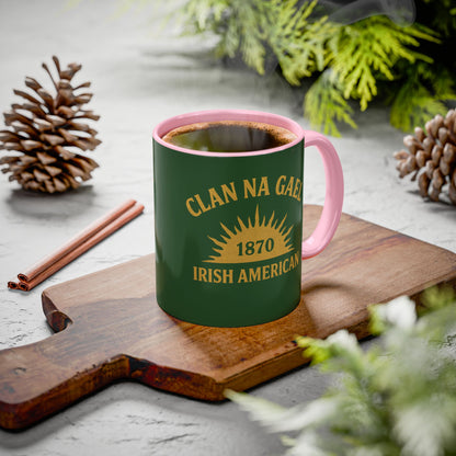 "Clan na Gael - Irish American", Colorful Mugs (11oz, 15oz) (Brithemain Green)