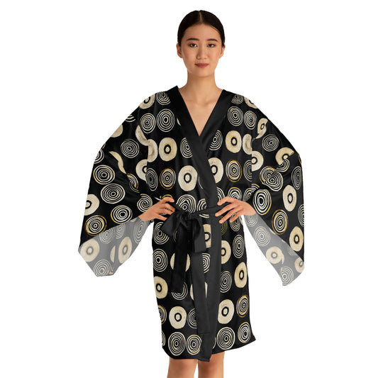 "Punk Polka", Long Sleeve Kimono Robe