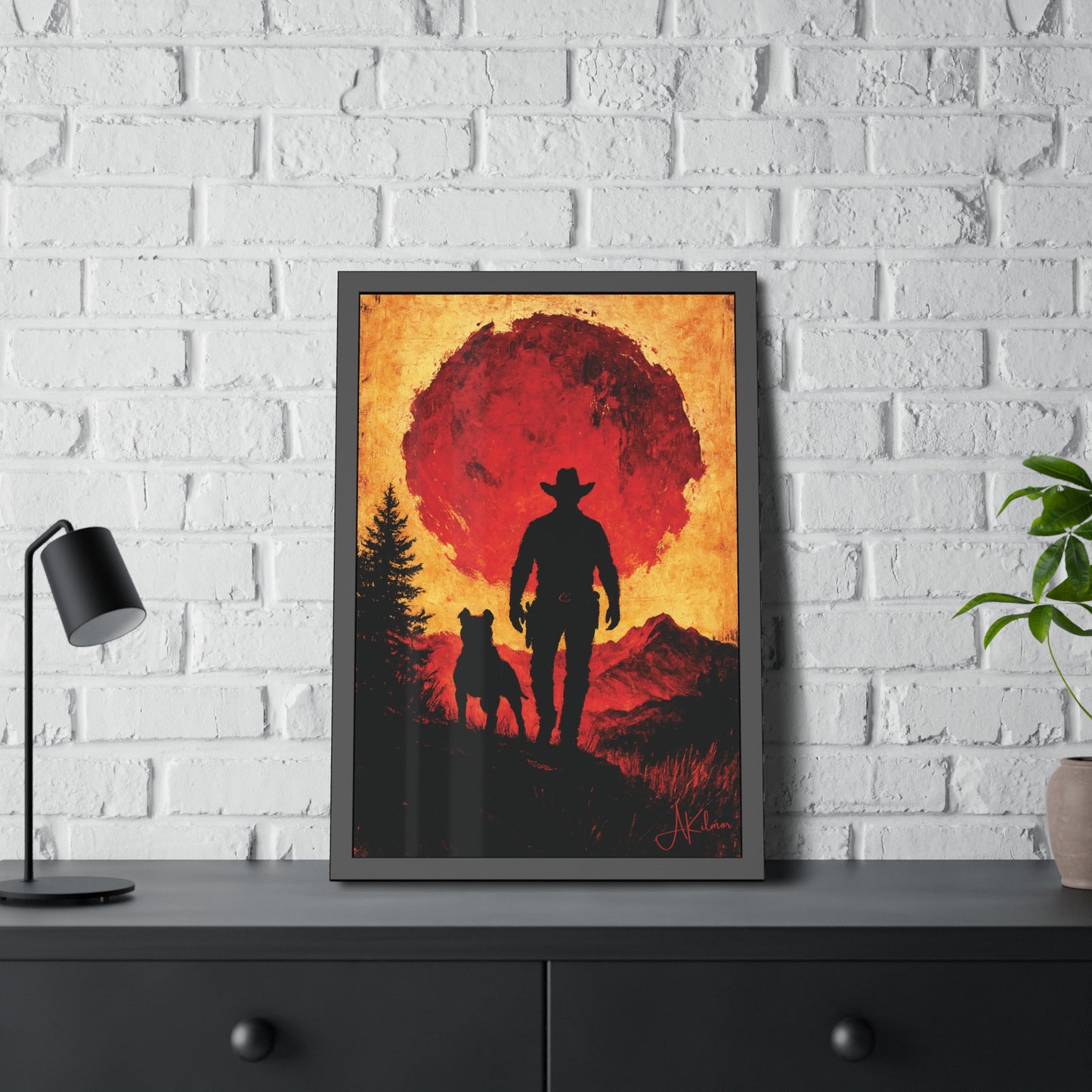 "Watchman of the Red Sun", Framed Paper Poster
