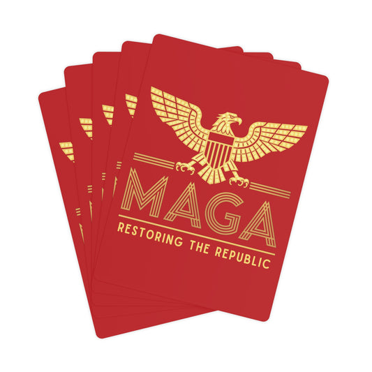 "MAGA - Restoring the Republic", Political Playing Cards (Venetian Red)