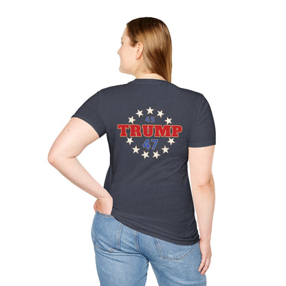 "Trump 45-47 Circle of Stars", Unisex Softstyle T-Shirt