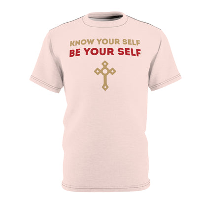 "Know Your Self", Unisex T-shirt (Antique Coral)