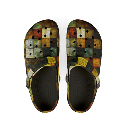 "Wood Block Pattern" #01, Foam Rubber Clogs