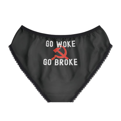 "Go Woke Go Broke (Communist)", Women's Briefs (Peatshadow Black)