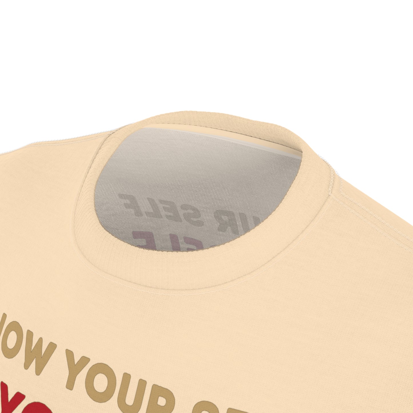 "Know Your Self", Unisex T-shirt (Cantaloupe Cream)