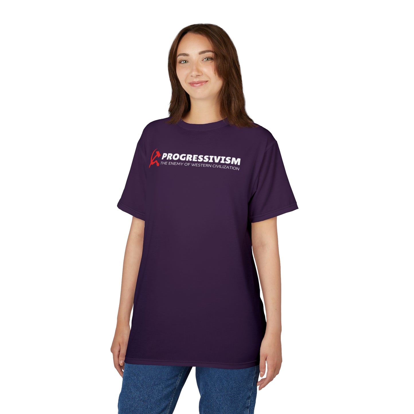 "Progressivism - Enemy of Western Civilization", Unisex Tee (Purple Nights)