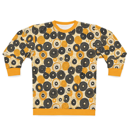 "Old 45's", Wearable Pattern Art Unisex Sweatshirt (Cyber Yellow Cuffs)