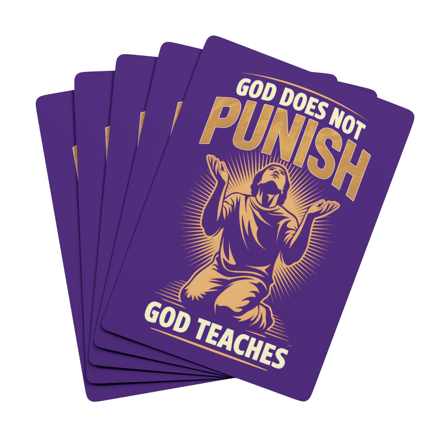 "God Does Not Punish - God Teaches" #02, Christian Playing Cards (Deep Purple)