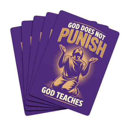 "God Does Not Punish - God Teaches" #02, Christian Playing Cards (Deep Purple)
