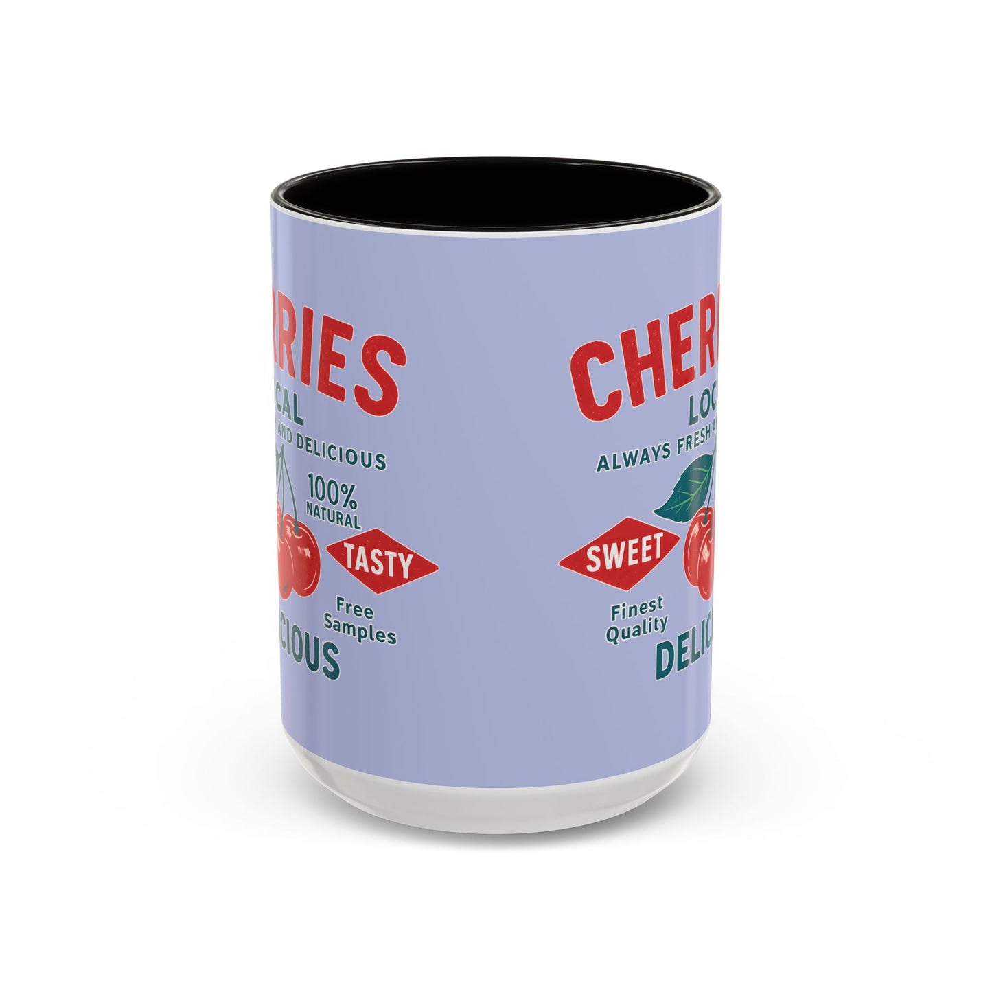 "Delicious Cherries", Colorful Mugs (11oz, 15oz) (Retro Periwinkle)