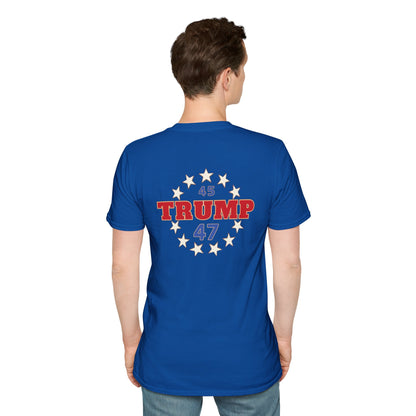 "Trump 45-47 Circle of Stars", Unisex Softstyle T-Shirt