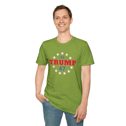 "Trump 45-47 Circle of Stars", Unisex Softstyle T-Shirt