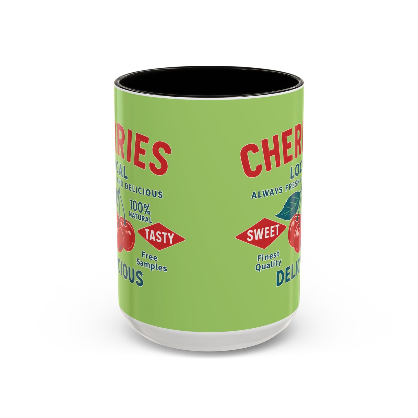 "Delicious Cherries", Colorful Mugs (11oz, 15oz) (Orchard Lime)