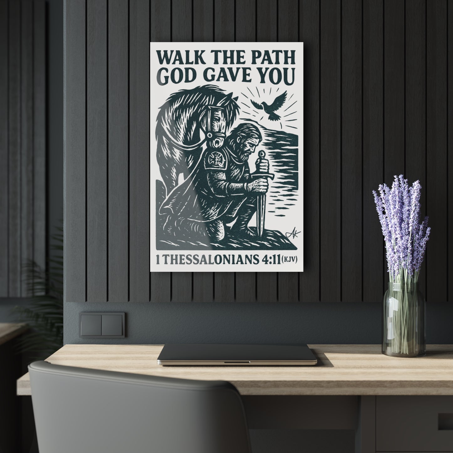 "1 Thessalonians 4:11 (KJV)", Acrylic Wall Prints (French Cleat Hanging) (Porcelain White)