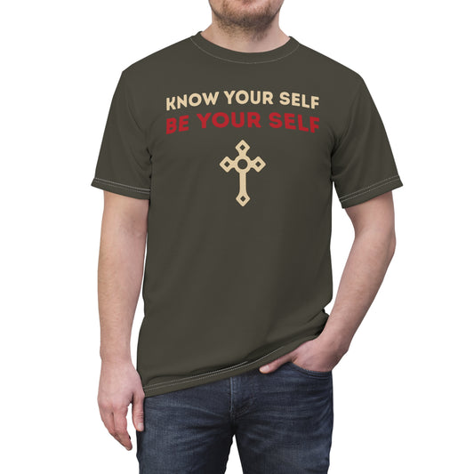 "Know Your Self", Unisex T-shirt (Pitch Grey)