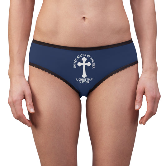 "USA - A Christian Nation" #04, Women's Briefs (Old Glory Blue)