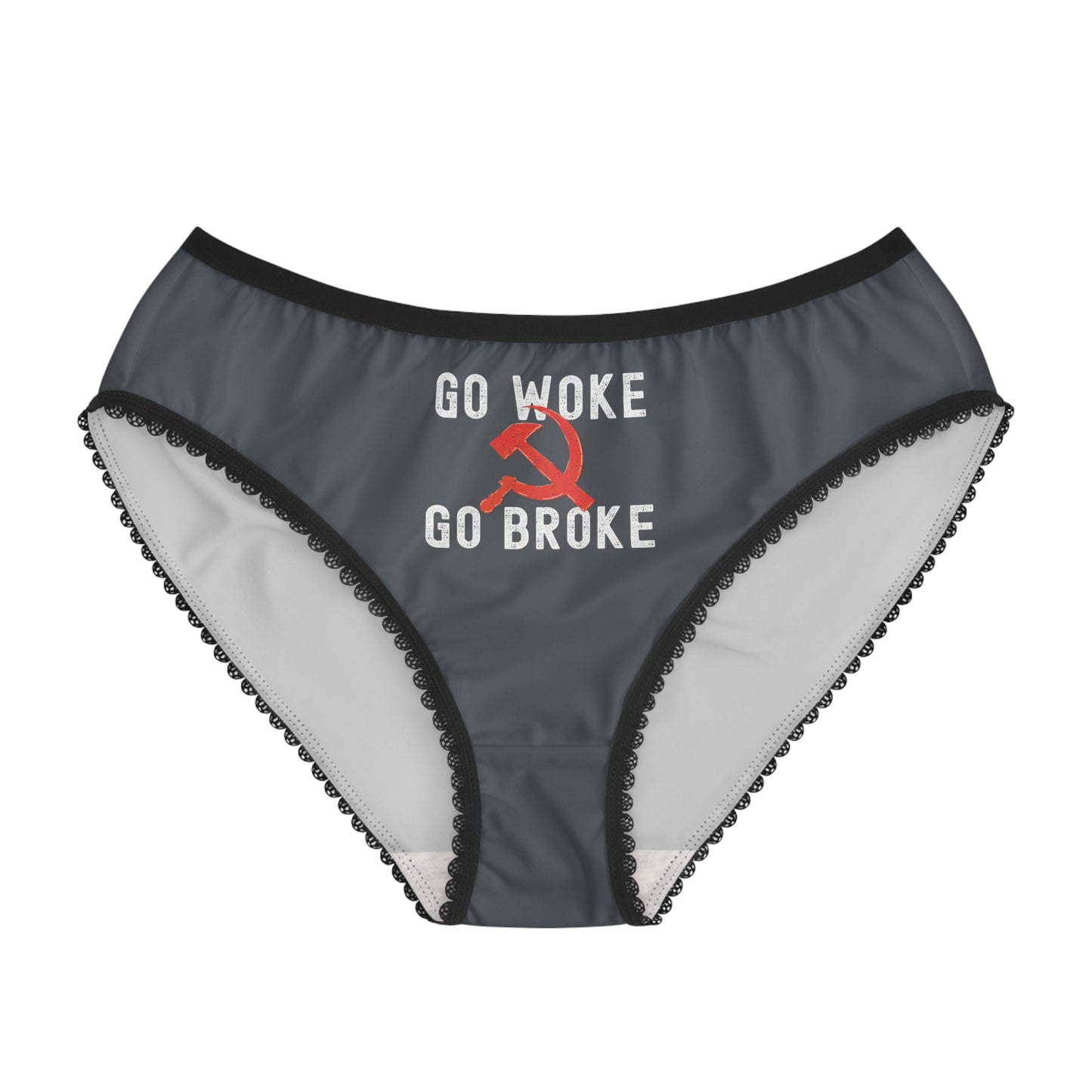 "Go Woke Go Broke (Communist)", Women's Briefs (Hebridean Grey)