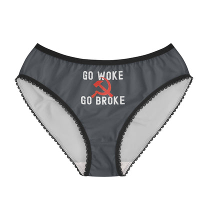 "Go Woke Go Broke (Communist)", Women's Briefs (Hebridean Grey)