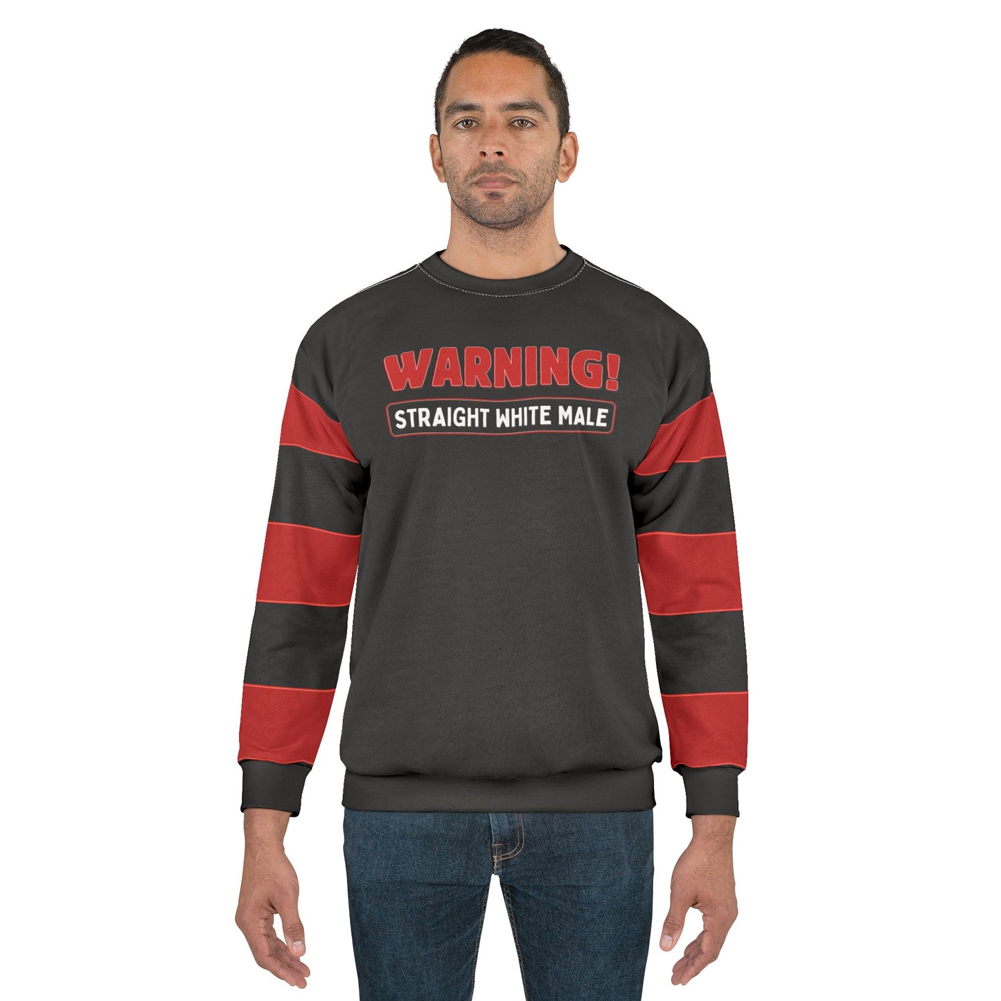 "Warning! Straight White Male", Unisex Sweatshirt (Void Black)