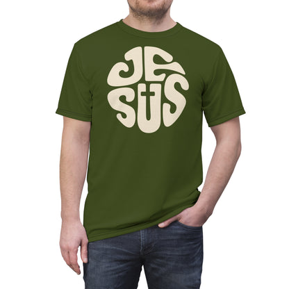 "Retro Jesus", Unisex T-shirt (Verdun Green)