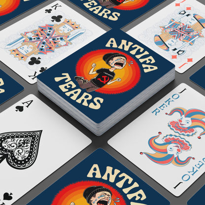 "Antifa Tears" #01, Political Playing Cards (Indigo Dye Blue)