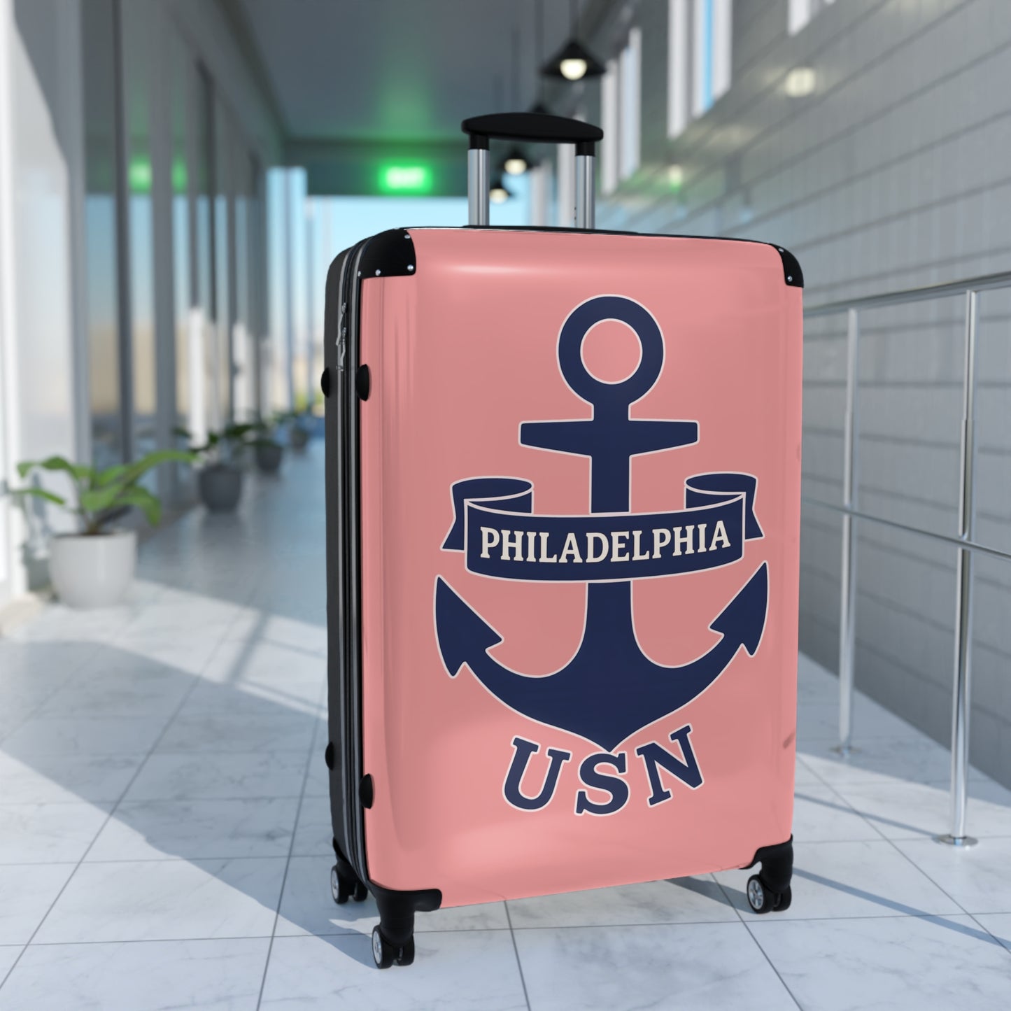"USN Anchor", Suitcase (Pastel Red)