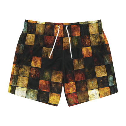 "Wood Block Pattern" #01, Swim Trunks