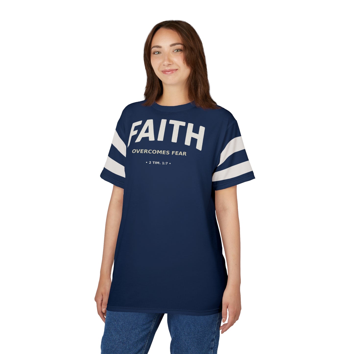"Faith Overcomes Fear", Unisex Tee (Cambridge Blue)
