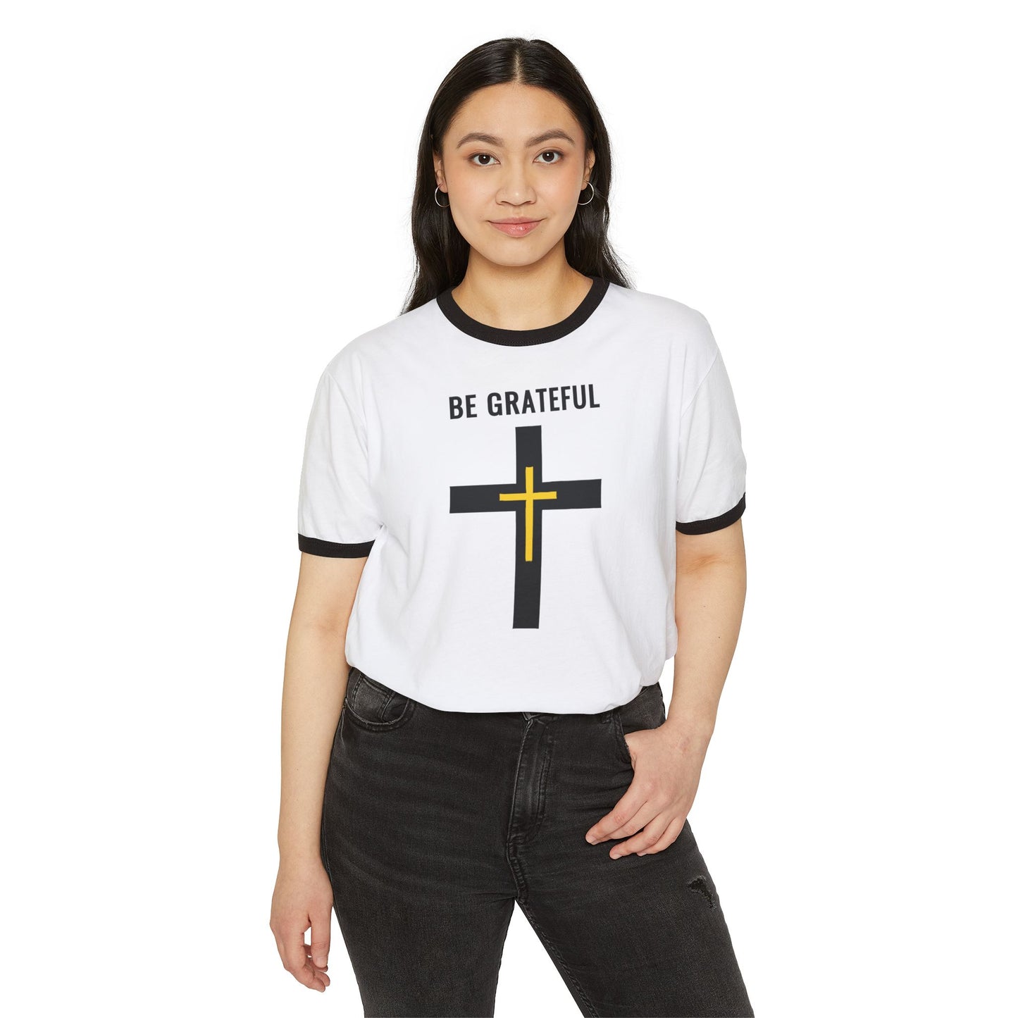 "Be Grateful", Unisex Cotton Ringer T-Shirt