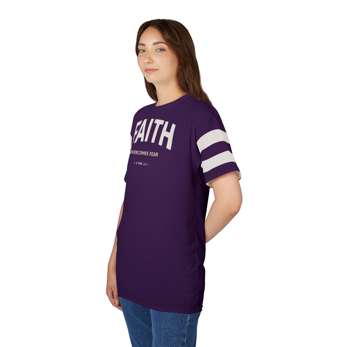 "Faith Overcomes Fear", Unisex Tee (Imperial Plum)