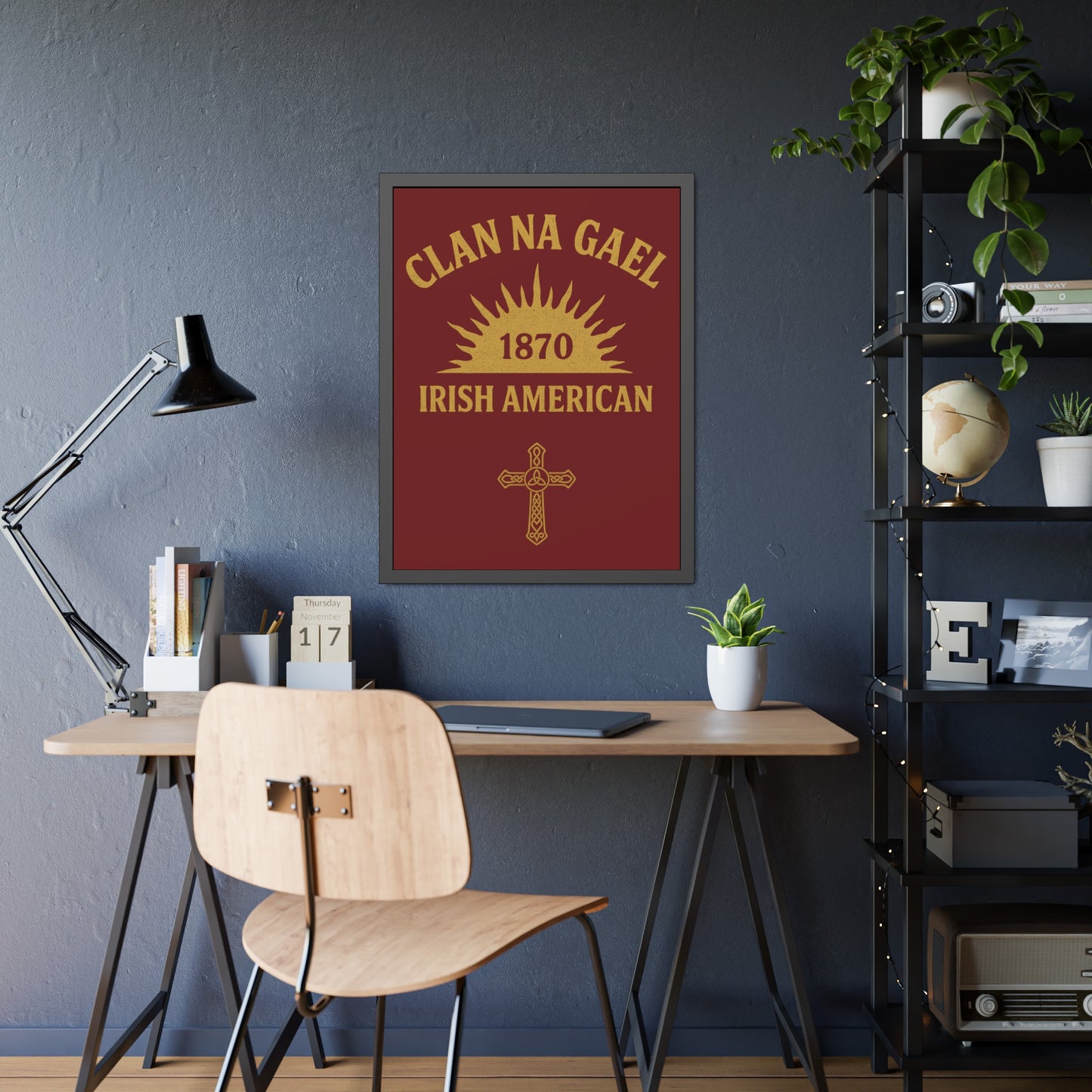 "Clan na Gael - Irish American", Framed Paper Poster (Palladius Red)