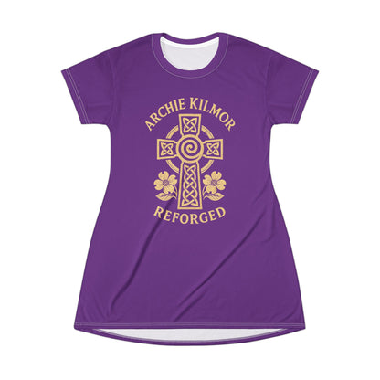 "Archie Kilmor Cross - Reforged" #01, Wearable Art T-Shirt Dress (Vesper Violet)