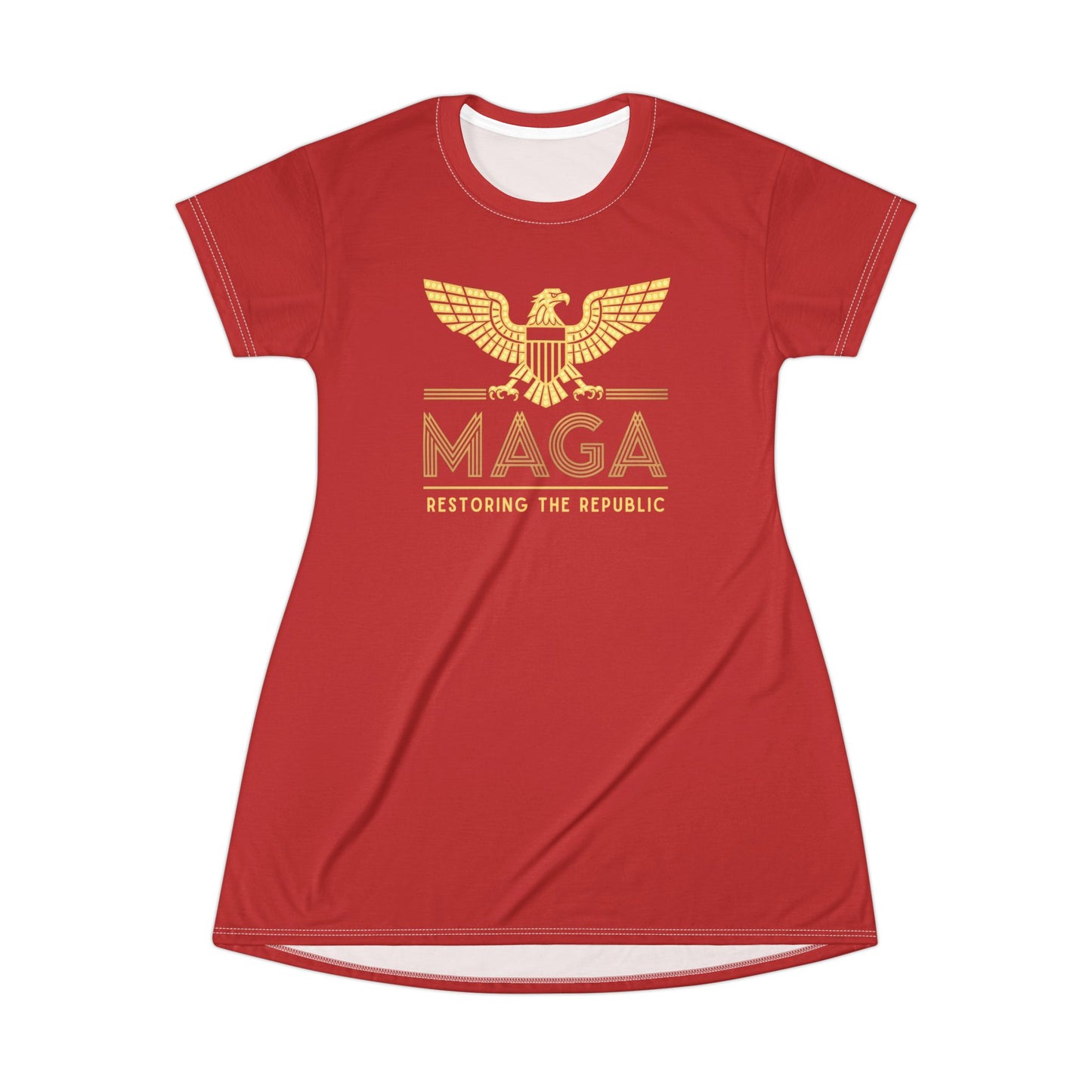 "MAGA - Restoring the Republic", T-Shirt Dress (Light Cherry Red)