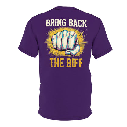 "Bring Back The Biff", Unisex T-shirt (Quandong Plum)