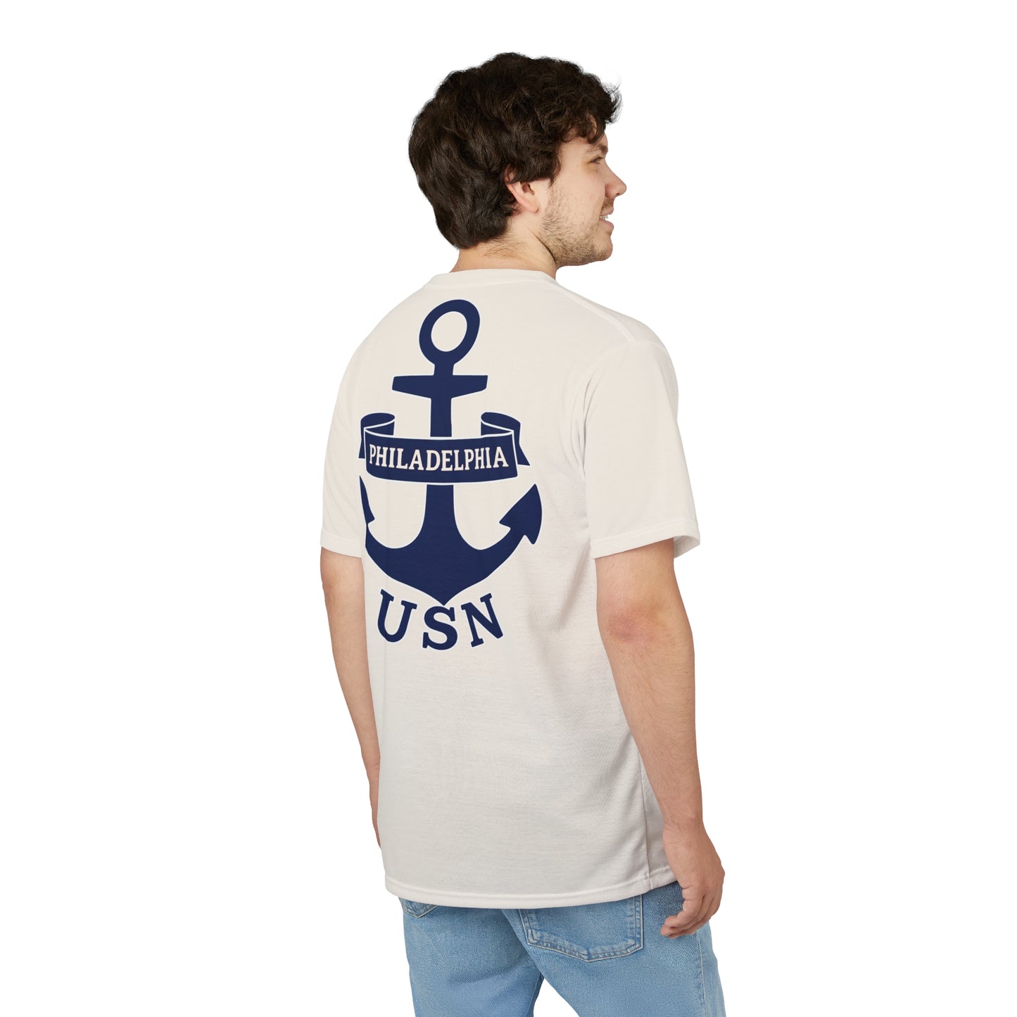 "USN Anchor", Unisex T-shirt (Whitecap)