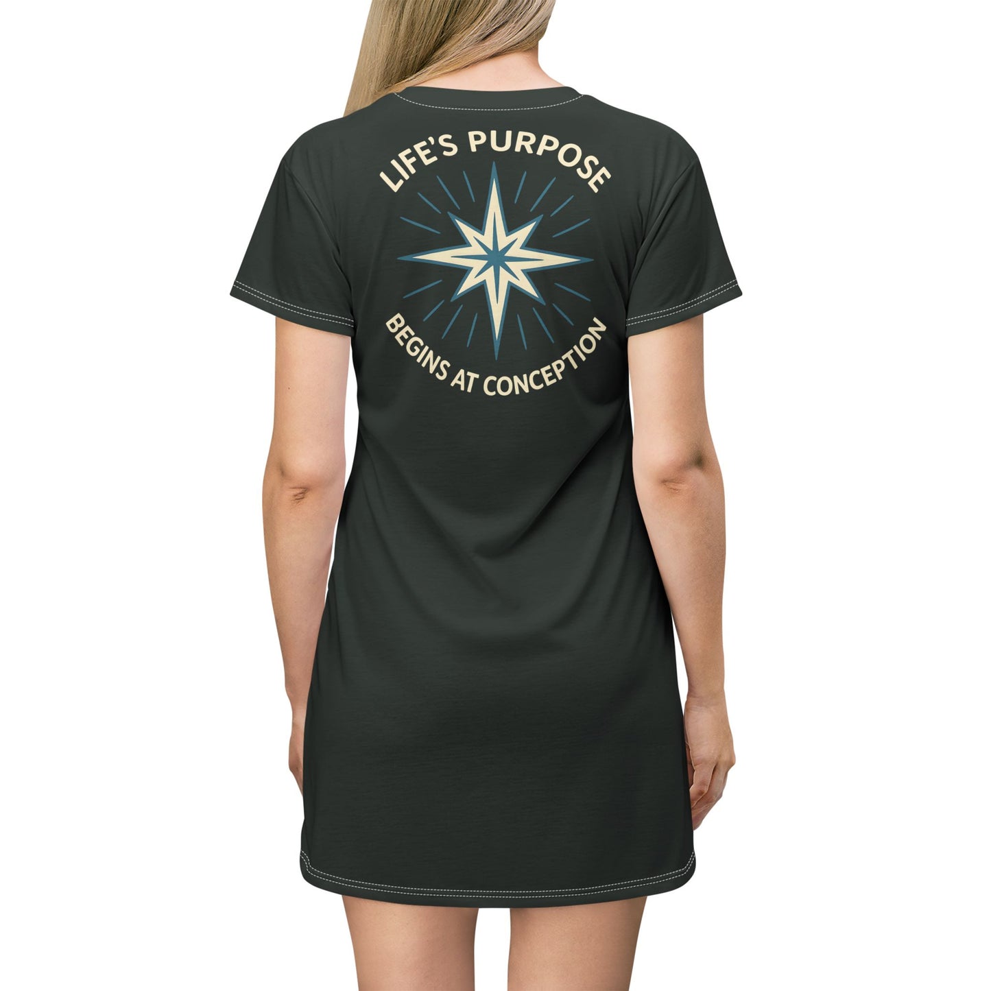 "Life's Purpose Begins at Conception #01", T-Shirt Dress (Jedi Night) 071C10