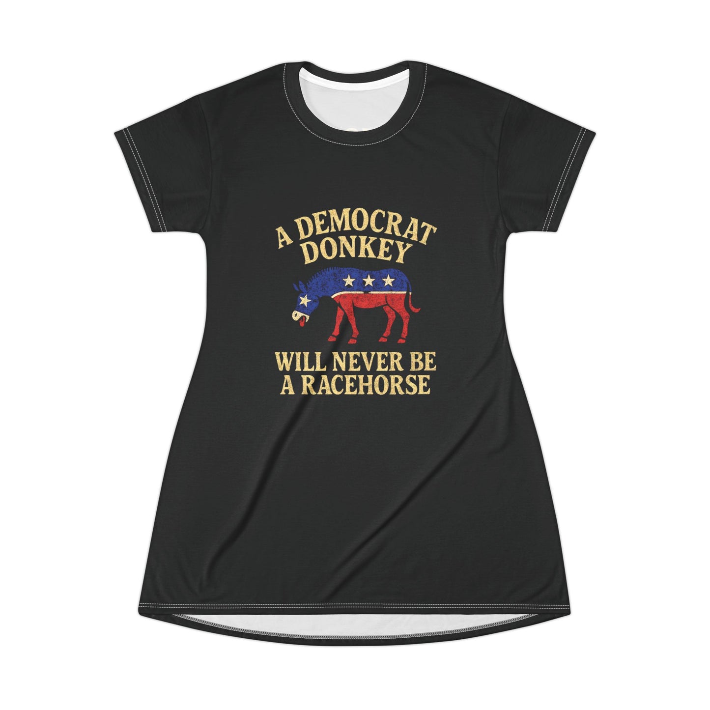 "A Democrat Donkey", T-Shirt Dress (Shadow Black)