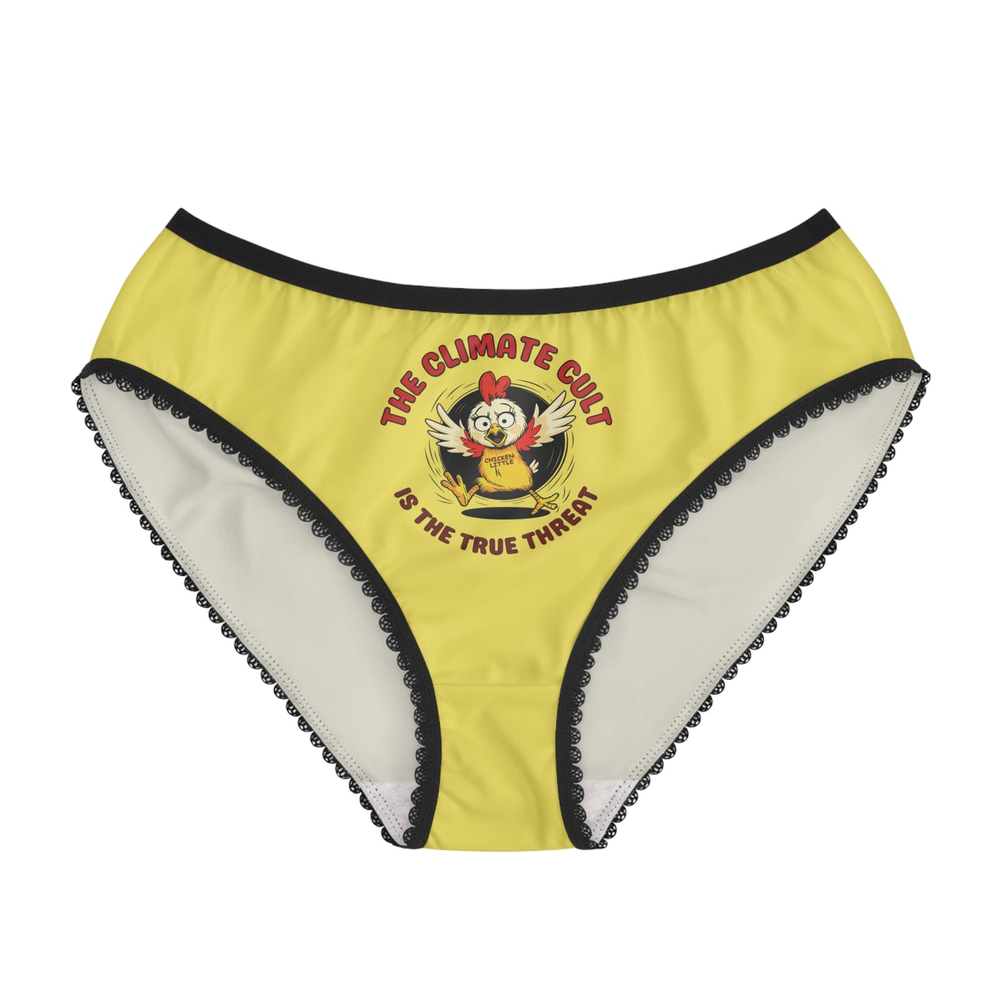 "The Climate Cult" (Chicken Little), Women's Briefs (Corn Yellow)
