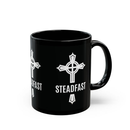 "Steadfast Cross", Black Mug (11oz & 15oz)
