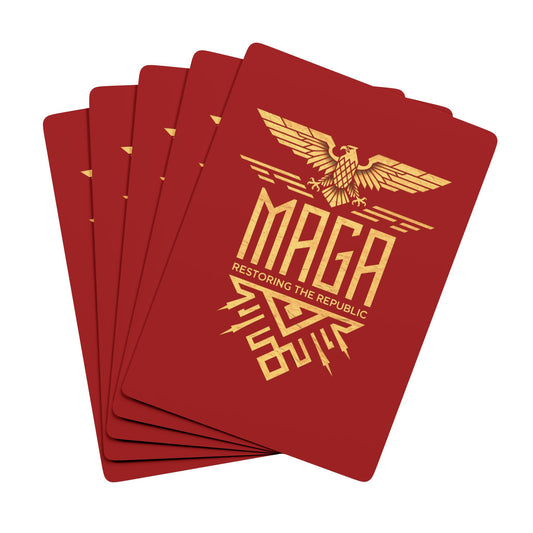 "MAGA Restoring the Republic" #02, Political Playing Cards (Deep Scarlet)
