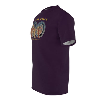 "Prayer Works – Gaelic Christian", Wearable Fine Art Unisex T-shirt (Dark Bramble)