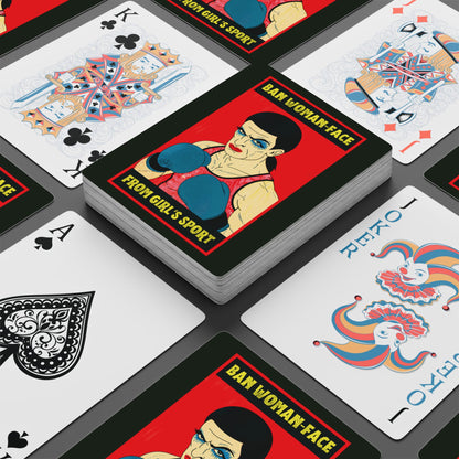 "Ban Woman-Face from Girl's Sport", Cultural Playing Cards (Blackstone Green)