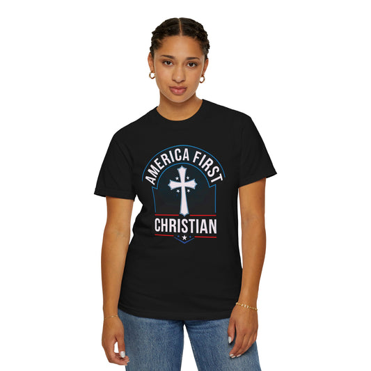 "America First - Christian" #02, Unisex Black T-shirt