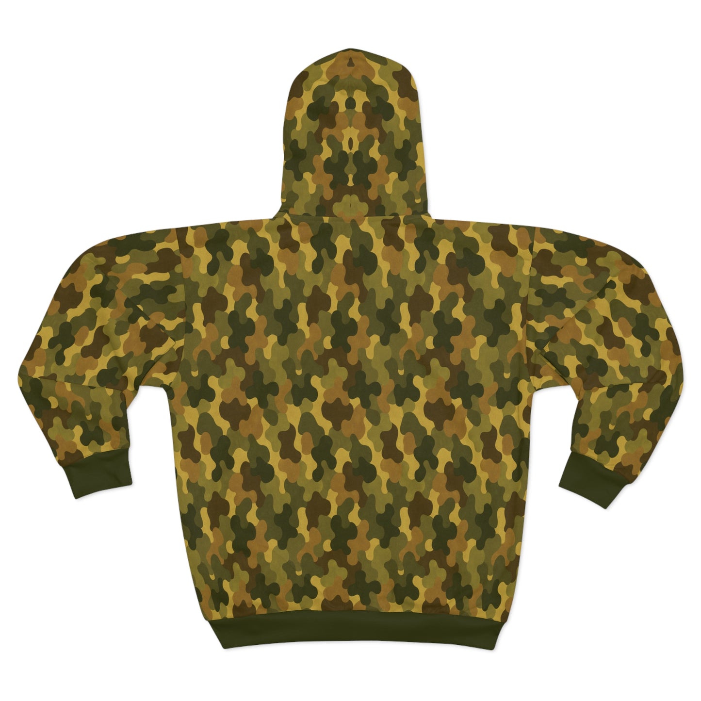 "SASR inspired Day-Ops Camouflage" Style 02, Unisex Wearable Art Zip Hoodie (SASR Green Cuffs and Waist)