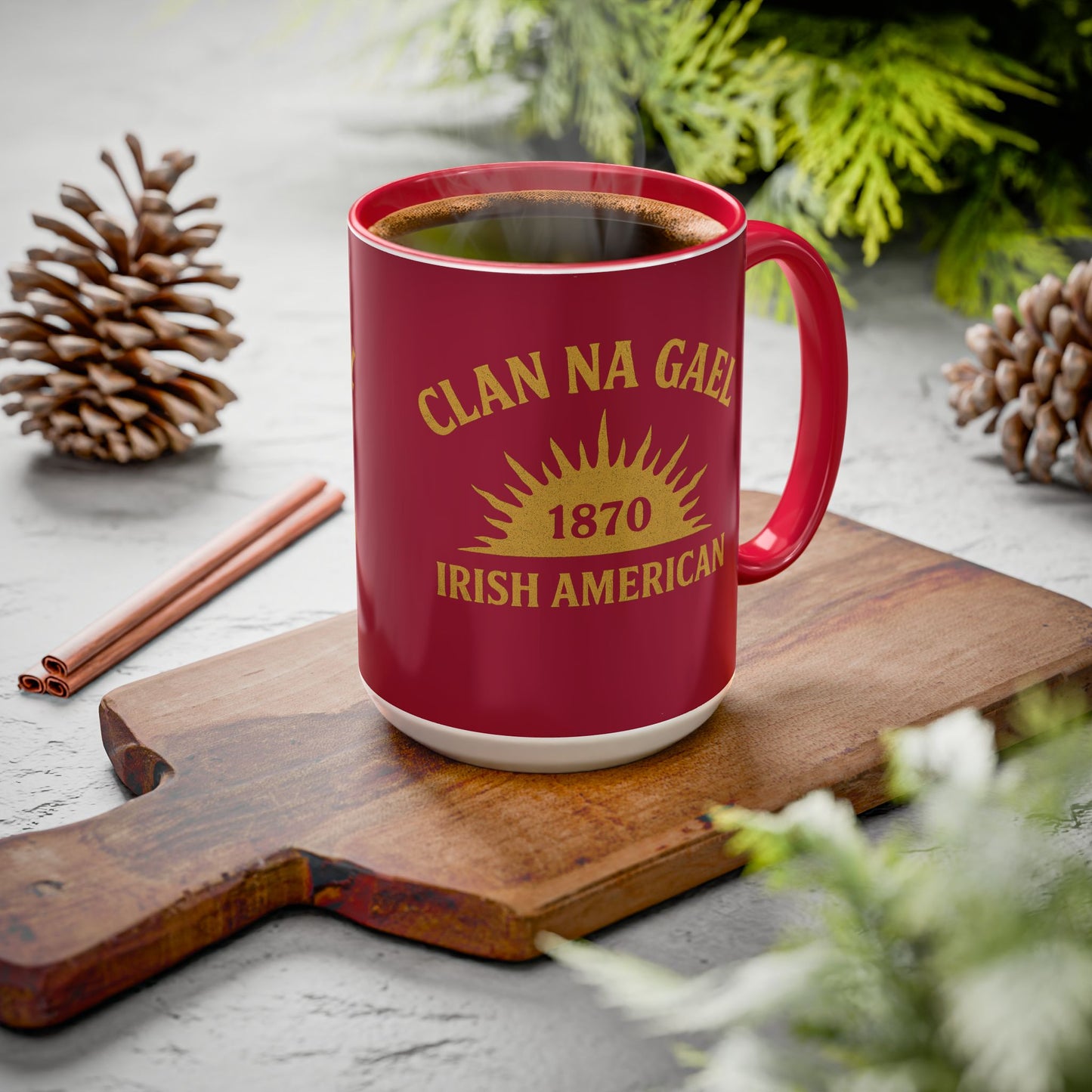 "Clan na Gael - Irish American", Colorful Mugs (11oz, 15oz) (Fénechas Red)