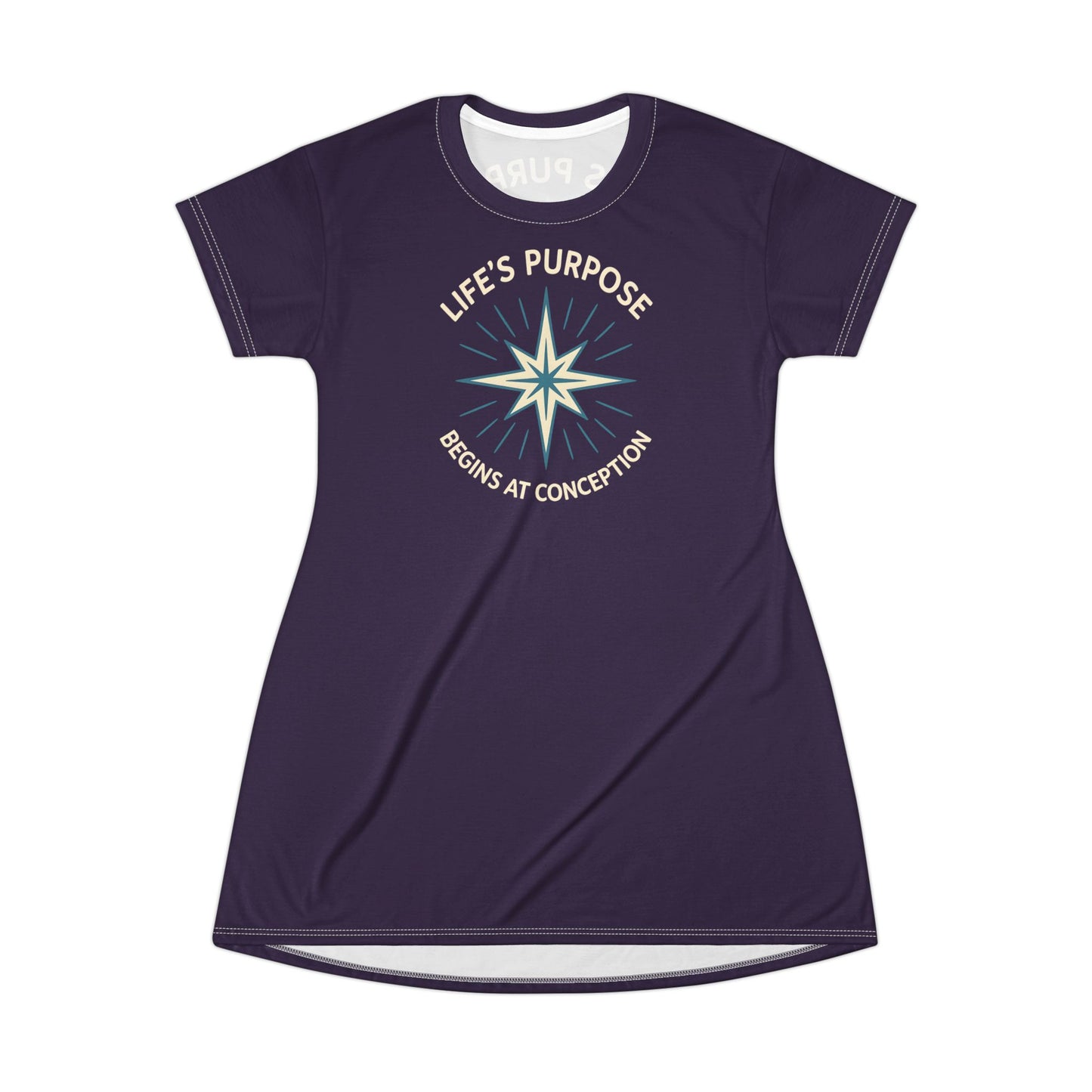 "Life's Purpose Begins at Conception #01", T-Shirt Dress (Academic Purple)