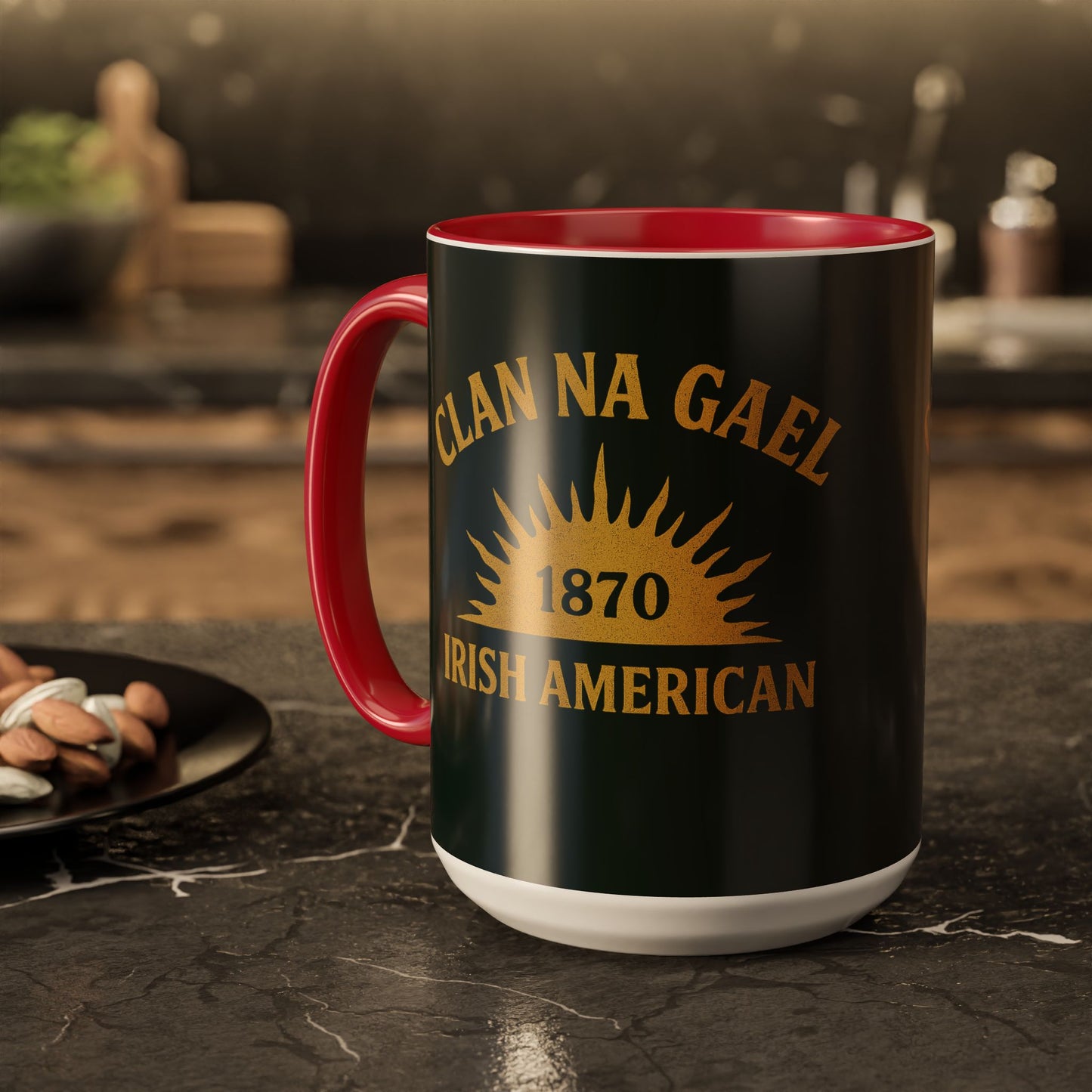 "Clan na Gael - Irish American", Colorful Mugs (11oz, 15oz) (Túath Green)