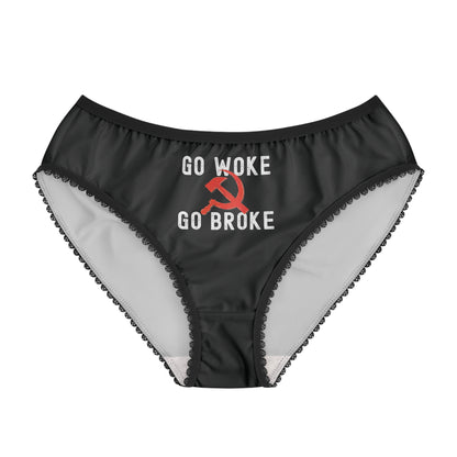 "Go Woke Go Broke (Communist)", Women's Briefs (Peatshadow Black)