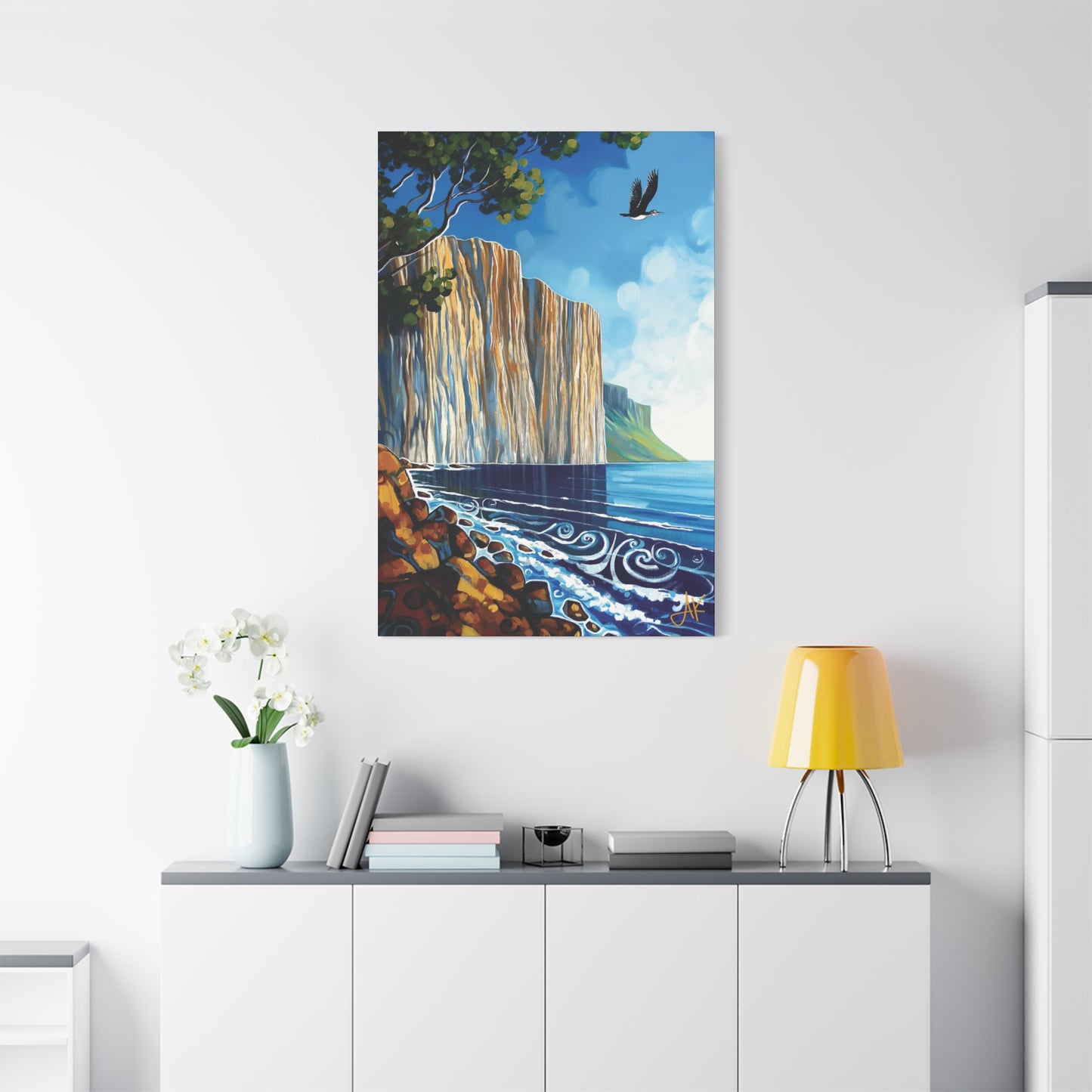 "Sky Kin IV – Gannet Over the Quiet Sound", Fine Art Matte Canvas, Stretched, 1.25"