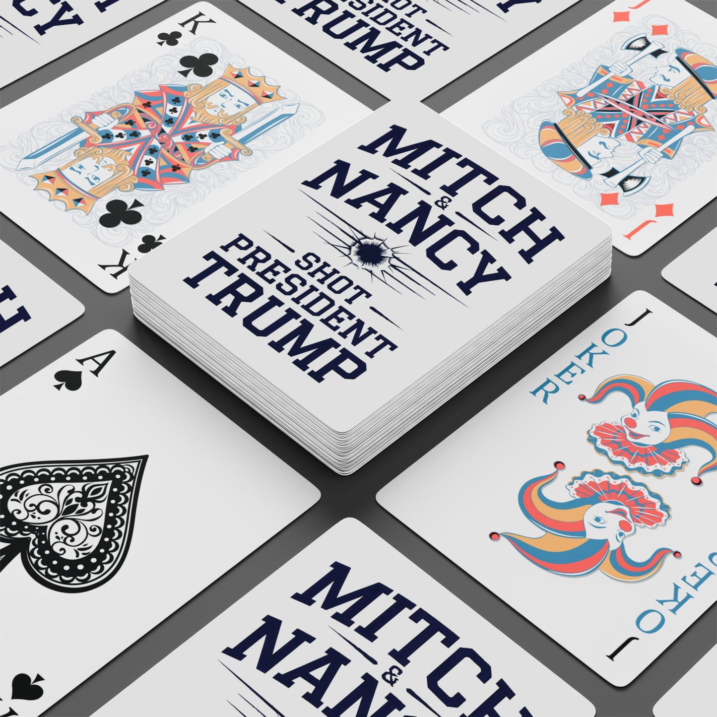"Mitch & Nancy Shot President Trump", Political Playing Cards (Off White)